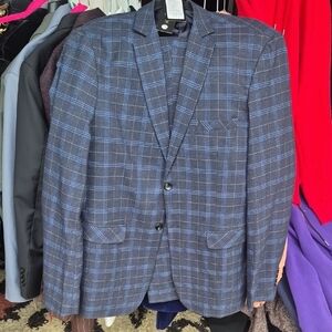 Men's Blue Checkered Blazer